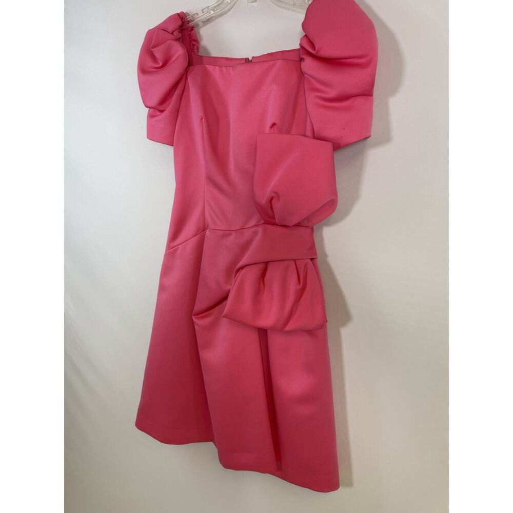 Vintage VICTOR COSTA 1980's Pink Satin Dress Gown Size 10 Knee Length Prom HoCo - Picture 2 of 16